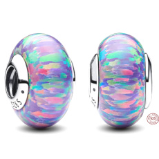 Charm Sterling Silber 925 Opalisierender lila Anhänger, Perle für Armband Symbol