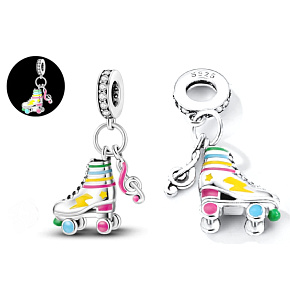 Charms Sterling Silber 925 Luminous - Rollschuhe mit Geigenschlüssel, Anhänger am Armband Sport Charms Sterling Silber 925 Luminous - Rollschuhe mit Geigenschlüssel, Anhänger am Armband Sport
