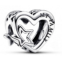 Charme Sterling Silber 925 Herz mit ineinander verschlungenen Stern, Perle auf Armband Familie