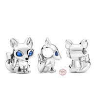 Charms Sterling Silber 925 Fuchs - blaue Augen, Perle für Armband, Tier