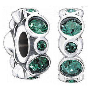 Charme Sterling Silber 925 Geburtstag Ring Mai, königlich grün, Perle auf Armband Zeichen