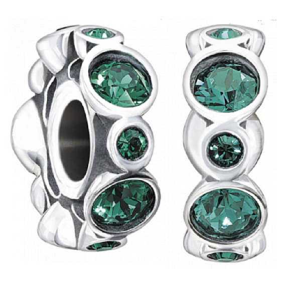 Charme Sterling Silber 925 Geburtstag Ring Mai, königlich grün, Perle auf Armband Zeichen