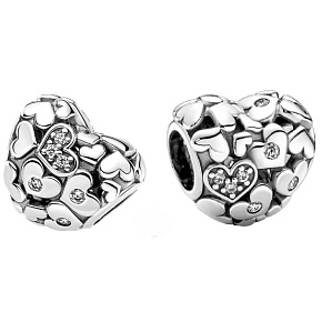 Charms Sterling Silber 925 Sparkling durchbrochene Herzen, Perle am Liebesarmband Charms Sterling Silber 925 Sparkling durchbrochene Herzen, Perle am Liebesarmband