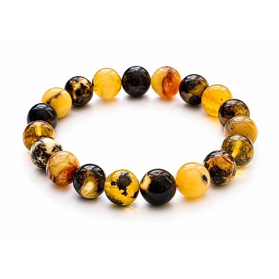 Bernsteinarmband elastisch natur, Kugel 8 mm / 16 - 17 cm, verfestigtes Sonnenlicht