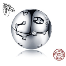 Sternzeichen Krebs, Anhänger für Armband Silber + Zirkonia, Kugel 9 mm 1 Stück Sternzeichen Krebs, Anhänger für Armband Silber + Zirkonia, Kugel 9 mm 1 Stück