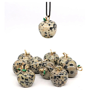 Jaspis Dalmatiner Apfel der Erkenntnis Anhänger, Naturstein 2,7 x 15 mm, Stein der positiven Energie