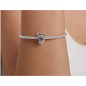 Sterling Silber 925 Ich liebe dich liebe Mama, Fußabdruck, Perle für Armband Familie