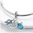 Charm Sterlingsilber 925 Meeresschildkröte, Seestern und Muschel 3-in-1, Anhänger für Meeresarmband