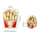 Charme Sterling Silber 925 Pommes frites, Perle am Armband, Lebensmittel