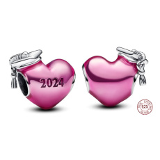 Charme Sterling Silber 925 Graduierung Rosa Graduierung Herz 2024, Graduierung Armband Bead