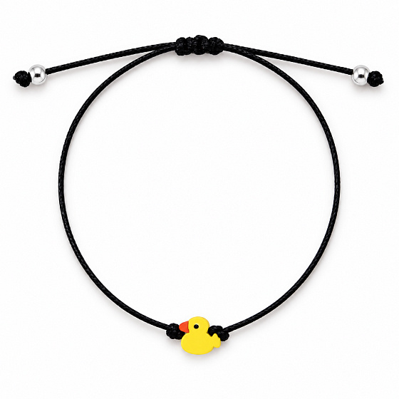 Kraft der Farben – Gelbe Ente für Freude | Schwarzes Armband mit verstellbarer Größe