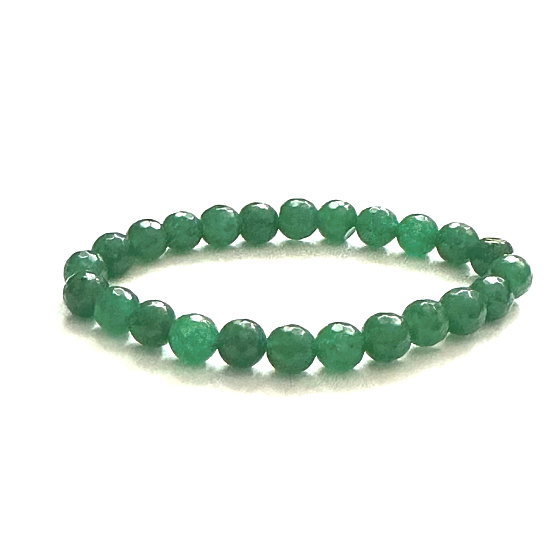 Jade Taiwan Facettenarmband elastischer Naturstein, Kugel 8 mm / 16-17 cm, Stein des Friedens