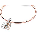 Sterling Silber 925 Rose Unconditional Love - ineinander verschlungenes Herz, 2in1 Liebesarmband-Anhänger