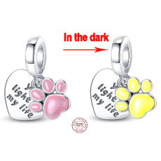 Charm Sterling Silber 925 Luminous - Katze, Hund, Bärentatze, 2in1 Haustier-Armband-Anhänger Charm Sterling Silber 925 Luminous - Katze, Hund, Bärentatze, 2in1 Haustier-Armband-Anhänger
