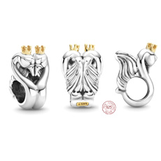 Sterling Silber 925 Schwäne und Herzen, Liebesperle am Armband