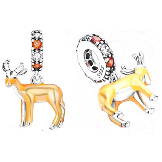 Charms Sterling Silber 925 Antilope, Tierarmband Anhänger