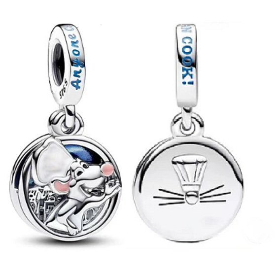 Charm Sterling Silber 925 Disney Pixar Ratatouille 2in1, Film-Armband-Anhänger