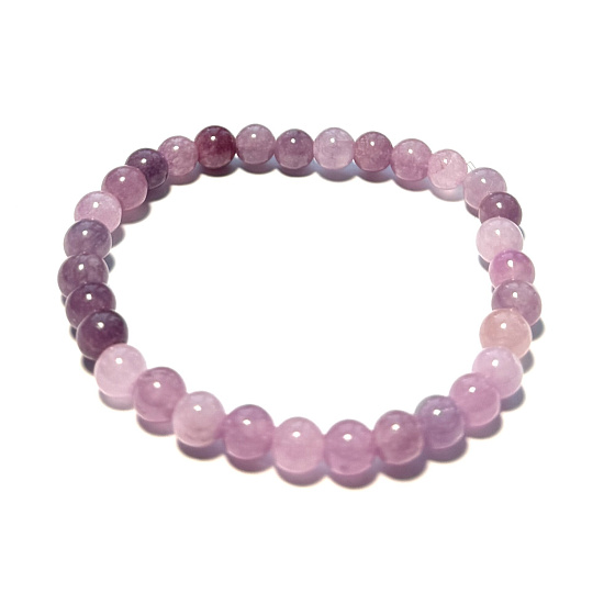 Elastisches Lavendel-Turmalin-Armband aus Naturstein, Kugel 6 mm / 16 - 17 cm, Beschützer des Zuhauses und der guten Laune