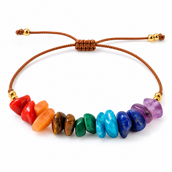 Chakra-Armband mit 7 Chakren aus Natursteinen – verstellbares geflochtenes Harmoniearmband
