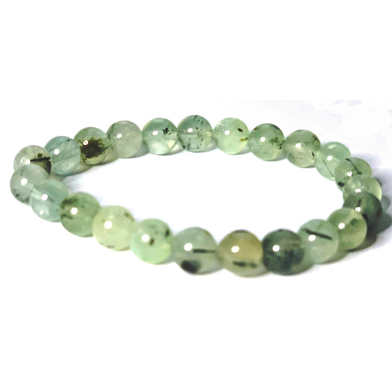 Prehnit Armband elastisch Naturstein, Kugel 8 mm / 16-17 cm, reiner Geist Stein