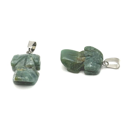 Chalcedon Frosch für Glücksanhänger Naturstein ca. 20 x 15 mm, Stein der Liebe, Freude