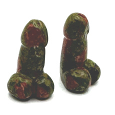 Unakite Penis für Glück, Naturstein zum Bauen ca. 3 cm, Stein des persönlichen Wachstums und der Visionen