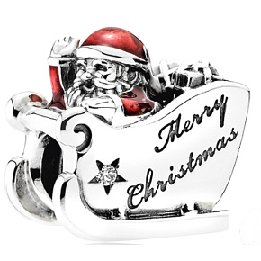 Charm Sterling Silber 925 Santa's Schlitten, Perle für Armband Weihnachten