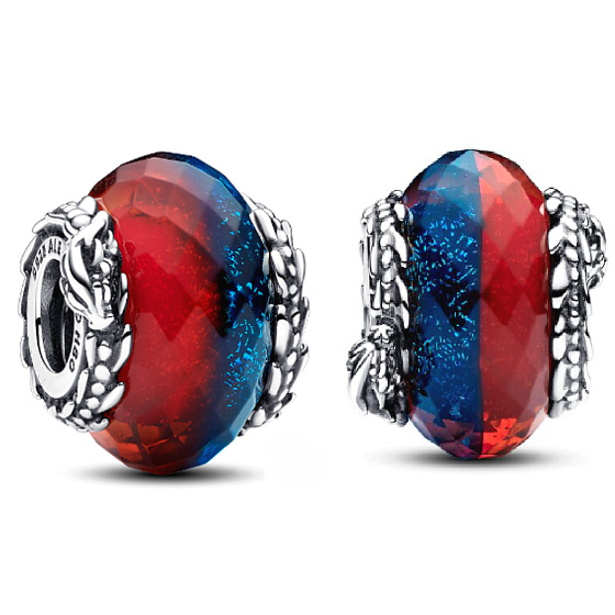 Charme Sterling Silber 925 Game of Thrones Eis und Feuer Drache, doppelte Muranoglasperle auf Armband, Film