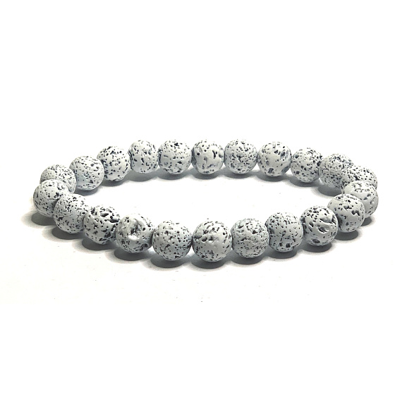 Lava weiß Armband elastischen Naturstein, Perle 8 mm / 16-17 cm, der vier Elemente geboren