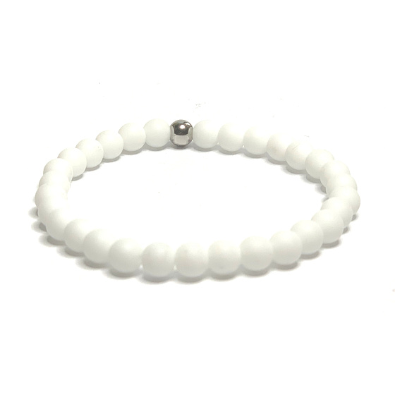 Achat weiß matt Armband elastisch Naturstein, Perle 6 mm / 16-17 cm, bietet Frieden und Ruhe