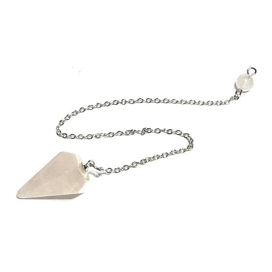 Rosenpendel Naturstein 2,5 cm + 18 cm Kette mit Perle, Liebesstein