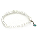 Kristall matt + Blue Eye abnehmbarer Anhänger, Armband elastisch Naturstein, Kugel 4 mm / 16 - 17 cm, Stein Steine