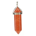 Jaspis rot Pendel Sechseck Anhänger Naturstein 41 x 13 mm, Vollpflege Stein