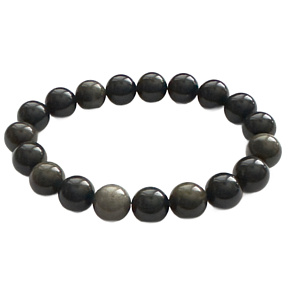 Obsidian zlatý náramek elastický přírodní kámen, 10 mm / 16 - 17 cm, kámen záchrany