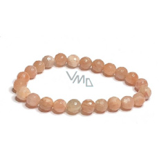 Sunstone Facette, Armband elastisch Naturstein, Perle 8 mm / 16-17 cm, verbirgt die Kraft der Sonne und Feuer