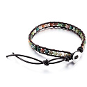 Achat Indianer Lederarmband Naturstein, handgefertigt, Verschluss, Kugel 4 mm, 17 - 23 cm, fügt Rückstoß und Stärke