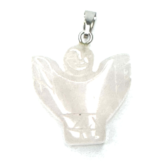 Engelsquarz, Engelsflügel Anhänger Naturstein handgeschliffen 25 x 21 x 5 mm, der perfekte Heiler