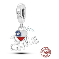 Charm Sterlingsilber 925 Chilenische Flagge Herz - Ich liebe Chile - I Love Chile, 2-in-1 Anhänger für Reise-Armband Charm Sterlingsilber 925 Chilenische Flagge Herz - Ich liebe Chile - I Love Chile, 2-in-1 Anhänger für Reise-Armband