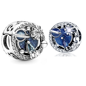 Sterling Silber 925 Reise der Galaxien Universum, Perle auf Armband Symbol