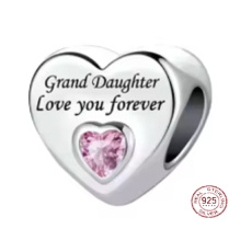 Charm Sterlingsilber 925 Enkelin liebt dich für immer Herz, Perle für Armband Familie