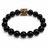 Elastisches Obsidian-Armband mit Perle im tibetischen Stil, Naturstein, Kugel 10 mm / 16–17 cm | Talisman für Schutz und innere Stärke