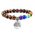 Chakra-Armband Lebensbaum + Tigerauge, elastischer Naturstein, Kugel 8 mm / 16-17 cm, Sonnen- und Erdstein, bringt Glück und Reichtum