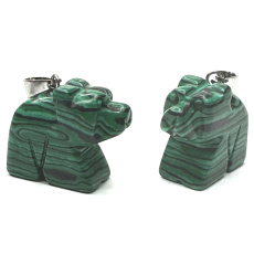 Malachit Bär Anhänger Naturstein, handgeschliffene Figur 1,8 x 2,5 x 8 mm, Wunschstein