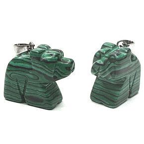 Malachit Bär Anhänger Naturstein, handgeschliffene Figur 1,8 x 2,5 x 8 mm, Wunschstein