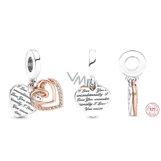 Sterling Silber 925 Rose Unconditional Love - ineinander verschlungenes Herz, 2in1 Liebesarmband-Anhänger Sterling Silber 925 Rose Unconditional Love - ineinander verschlungenes Herz, 2in1 Liebesarmband-Anhänger