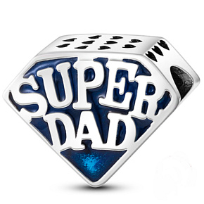 Sterling Silber 925 Super Dad, Perle auf Armband Familie