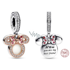 Charms Sterling Silber 925 Disney Minnie Mouse Silhouette 2in1 Mama, Armband Anhänger Charms Sterling Silber 925 Disney Minnie Mouse Silhouette 2in1 Mama, Armband Anhänger