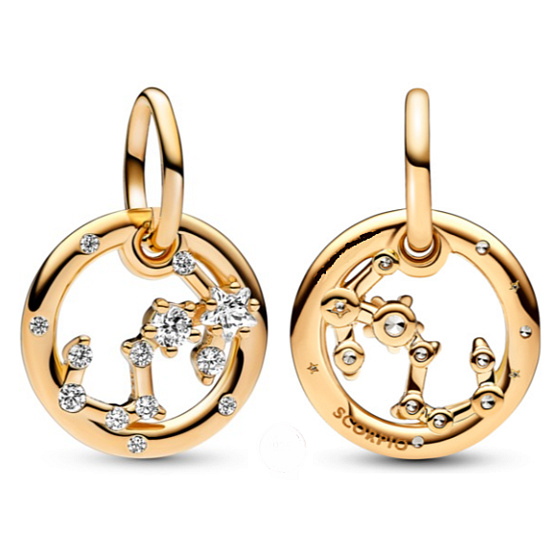 Charms Sterling Silber 925 vergoldet Sternzeichen Skorpion, Armband Anhänger