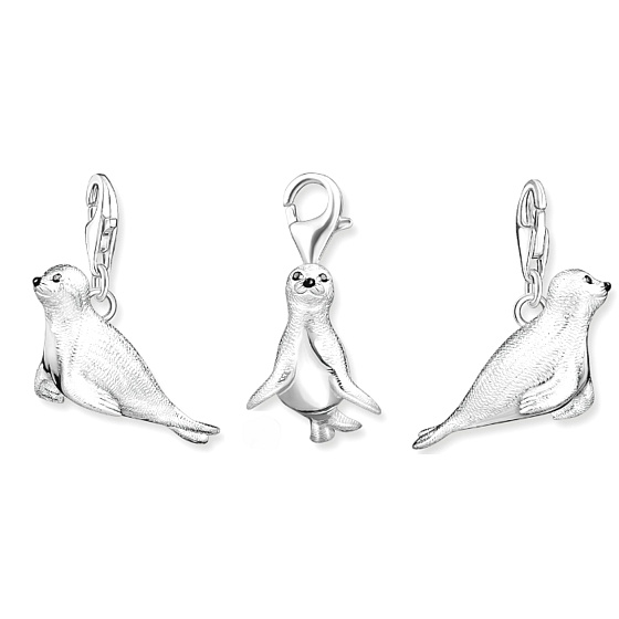 Charms Sterling Silber 925 Seelöwe, Karabinerverschluss Tierarmband Anhänger