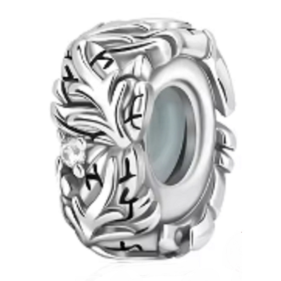 Charme Sterling Silber 925 Blättchen, Perle auf Armband Natur